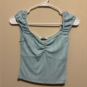Workshop Republic Clothing Sky Blue Ruched Crop Top
